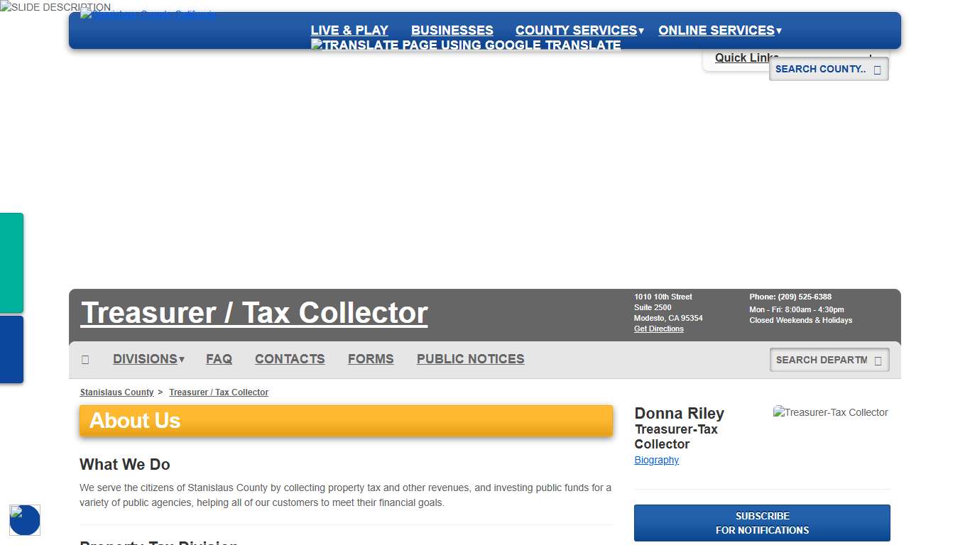 Treasurer / Tax Collector - Stanislaus County