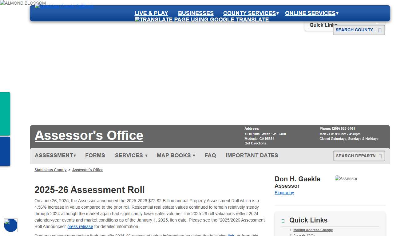 Assessor's Office - Stanislaus County